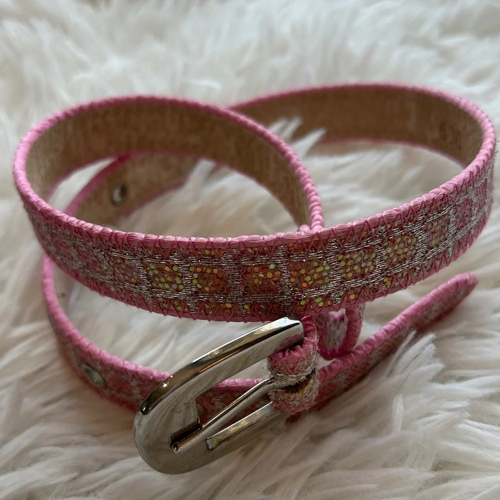 Girls 3 belts Lot Bundle. Sizes XS , 4-7- Pink, Gold, Burgundy-Children Belt Set